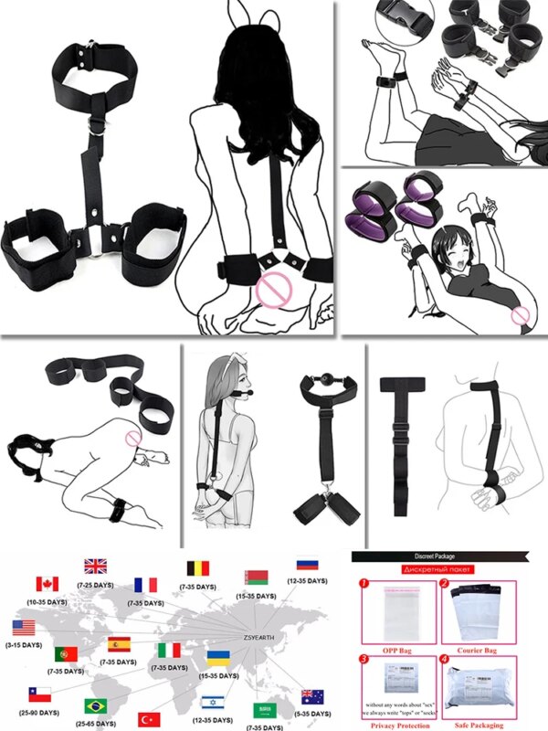Bondage Kit BDSM Restraints Fetish Erotic Sex Toys For Couples Women Bandage Slave Collars Obedience Handcuffs Master Adult Game - Image 6