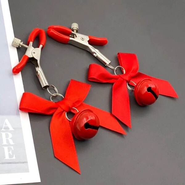 4 Colors Sexy Bow Adjustable Nipple Clamp Breast Bdsm Small Bell Adult Fetish Flirting Teasing Sex Toys For Couples - Image 5