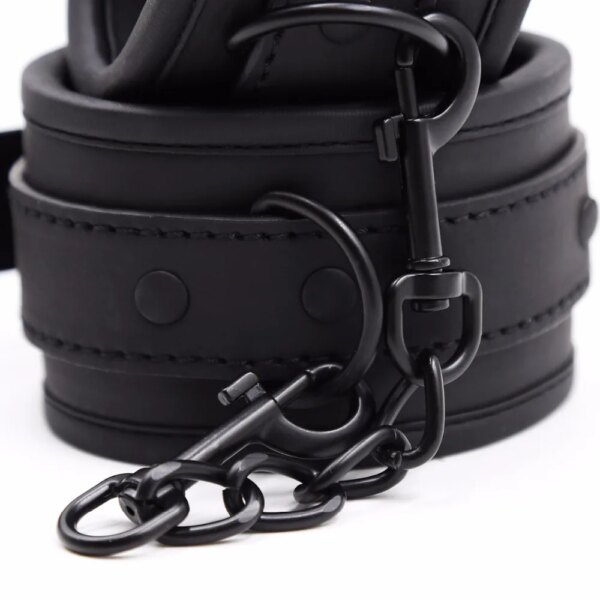 Thierry PU Leather SM Products Wrist Cuffs & Ankle Cuffs & Neck Collar Set, BDSM Bondage Sex Toys, Hancuffs Cosplay Accessories - Image 6