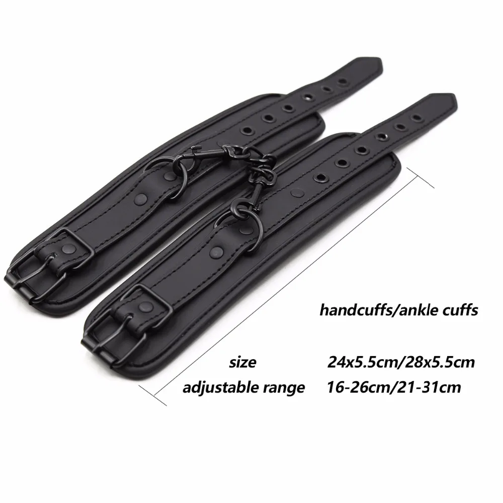 Thierry PU Leather SM Products Wrist Cuffs & Ankle Cuffs & Neck Collar Set, BDSM Bondage Sex Toys, Hancuffs Cosplay Accessories Thierry PU Leather SM Products Wrist Cuffs & Ankle Cuffs & Neck Collar Set, BDSM Bondage Sex Toys, Hancuffs Cosplay Accessories