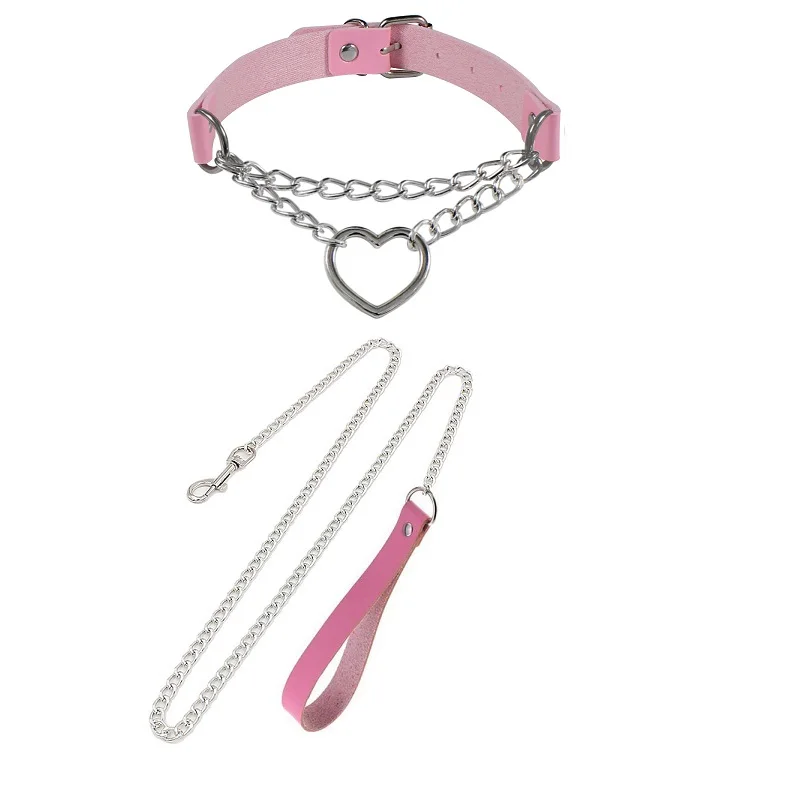 Sexy Necklace Collar Leather Bdsm Cosplay Slave Heart Collars And Leash Set For Women Bondage Gothic Choker Bell Accessories Sexy Necklace Collar Leather Bdsm Cosplay Slave Heart Collars And Leash Set For Women Bondage Gothic Choker Bell Accessories