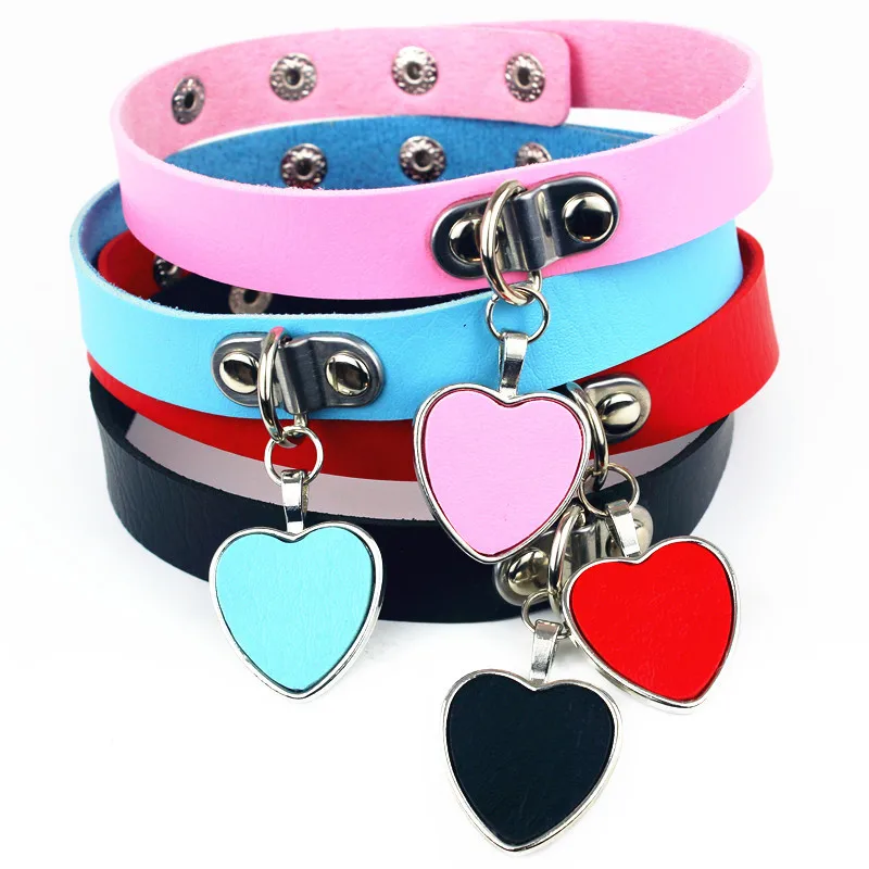 Sexy Necklace Collar Leather Bdsm Cosplay Slave Heart Collars And Leash Set For Women Bondage Gothic Choker Bell Accessories Sexy Necklace Collar Leather Bdsm Cosplay Slave Heart Collars And Leash Set For Women Bondage Gothic Choker Bell Accessories