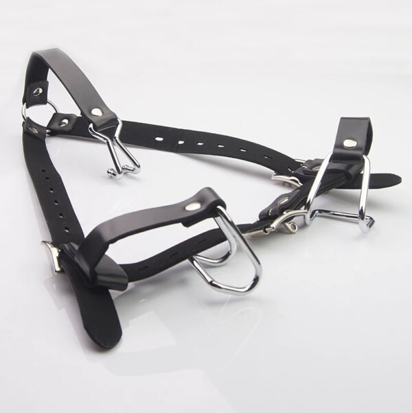 Stainless Steel Spider Ring Gag BDSM Bondage,Nose & Mouth Hook Spreader Leather Head Harness ,Sex Toys For Couples Restraints - Image 5