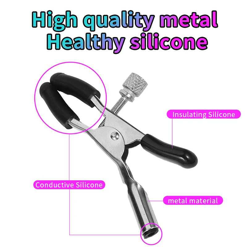 Electric Shock Nipple Clamps Breast Massager Stimulator BDSM Toys Bondage Clitoris Labia Clamp Slave Sex Toys Women Adult Games