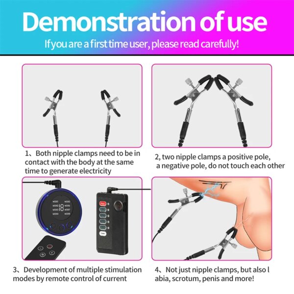 Electric Shock Nipple Clamps Breast Massager Stimulator BDSM Toys Bondage Clitoris Labia Clamp Slave Sex Toys Women Adult Games - Image 4