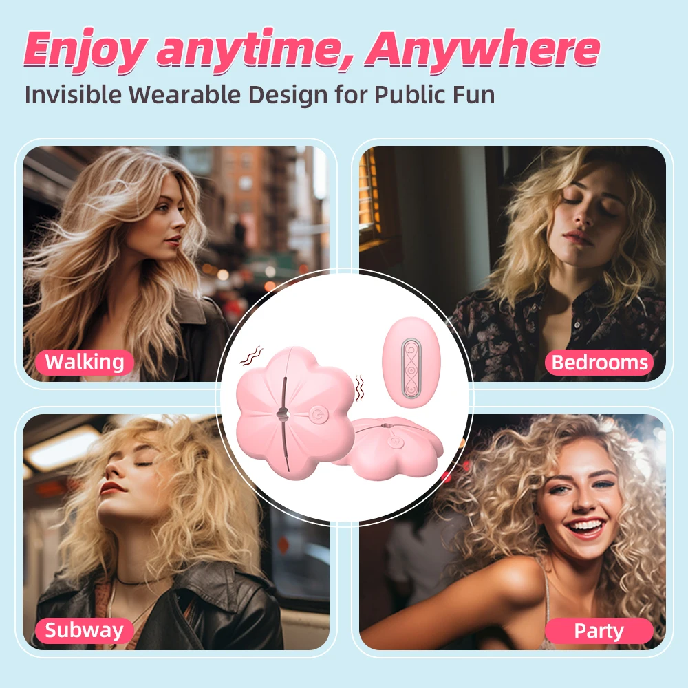 Rose Nipple Clamps Vibrator Female Wearable Adjustable Remote Control Nipples Stimulator BDSM Sex Pleasure Adult Toys for Women