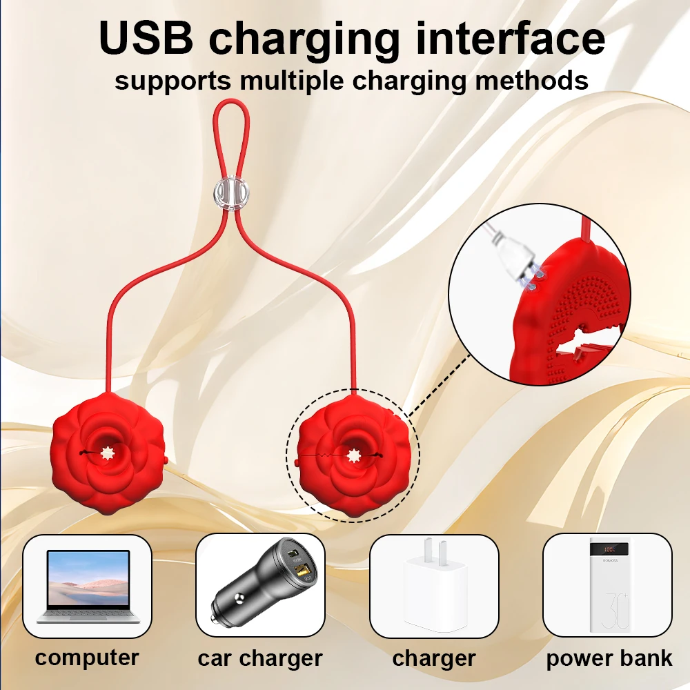 Rose Nipple Clamps Vibrator Female Wearable Adjustable Remote Control Nipples Stimulator BDSM Sex Pleasure Adult Toys for Women