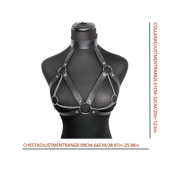 Women Bondage Body Harness Lingerie Goth Crop Tops Leather Bra Cage BDSM Collar Body Harness Belt Chain Slave Breasts Sex Toys - Image 6