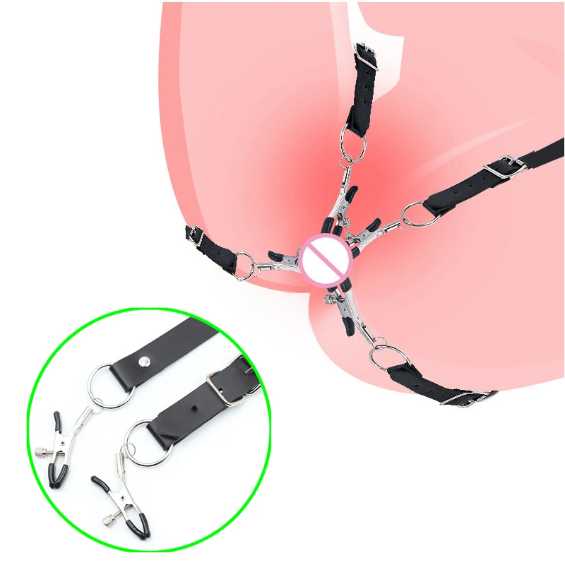 Labia Spreader Strap with Clamp Clip Onto Clitoris Spread Pussy Open Vagina Stimulator BDSM Bondage Nipple Sucker Sex Toys Slave Labia Spreader Strap with Clamp Clip Onto Clitoris Spread Pussy Open Vagina Stimulator BDSM Bondage Nipple Sucker Sex Toys Slave