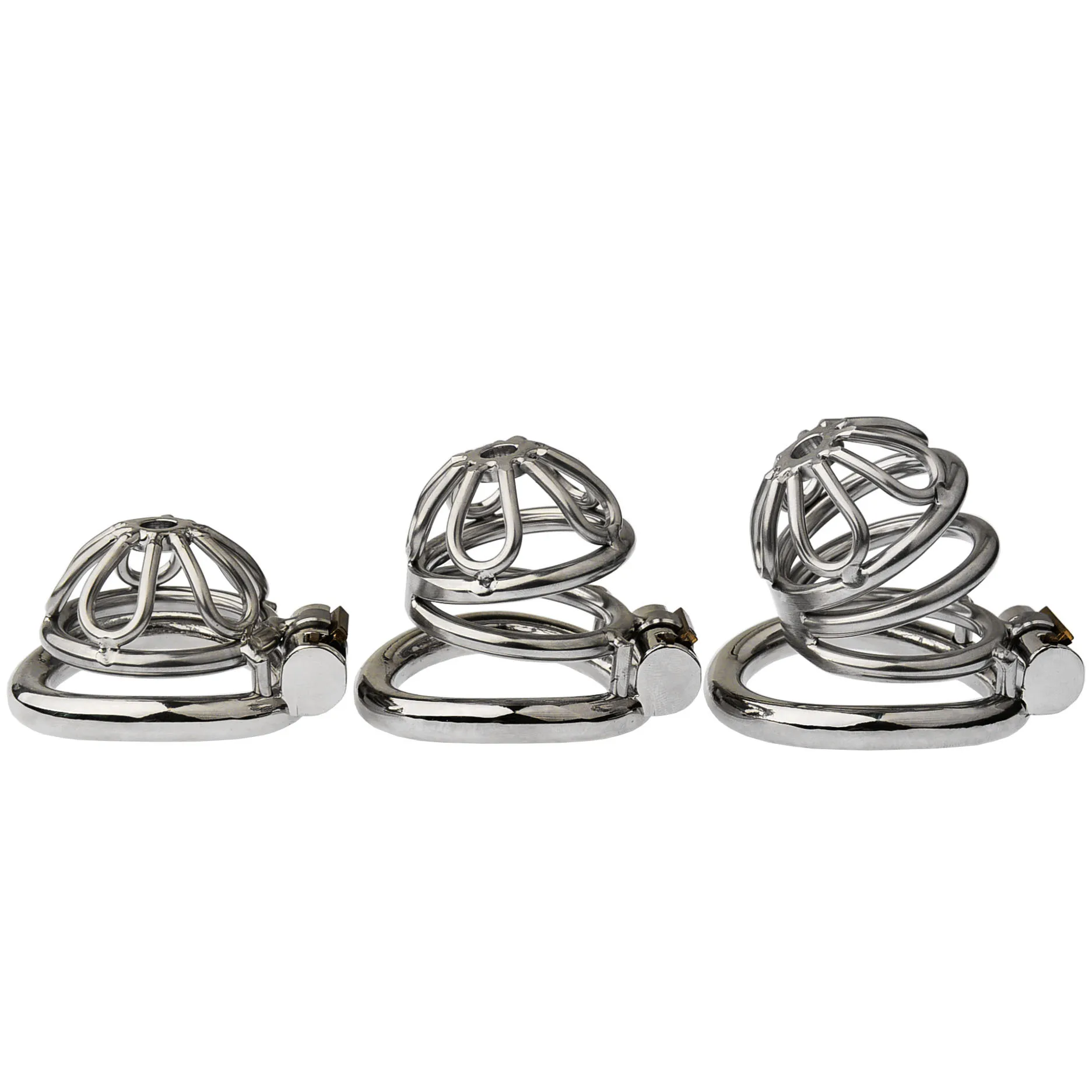 Latest Design Stainless Steel Male Chastity Device Cock Cage with Arc Penis Ring Sex Toys for Men Urethral Lock Adult Game Toy