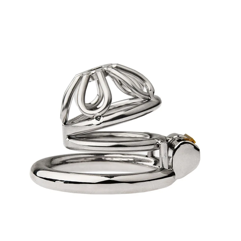 Latest Design Stainless Steel Male Chastity Device Cock Cage with Arc Penis Ring Sex Toys for Men Urethral Lock Adult Game Toy