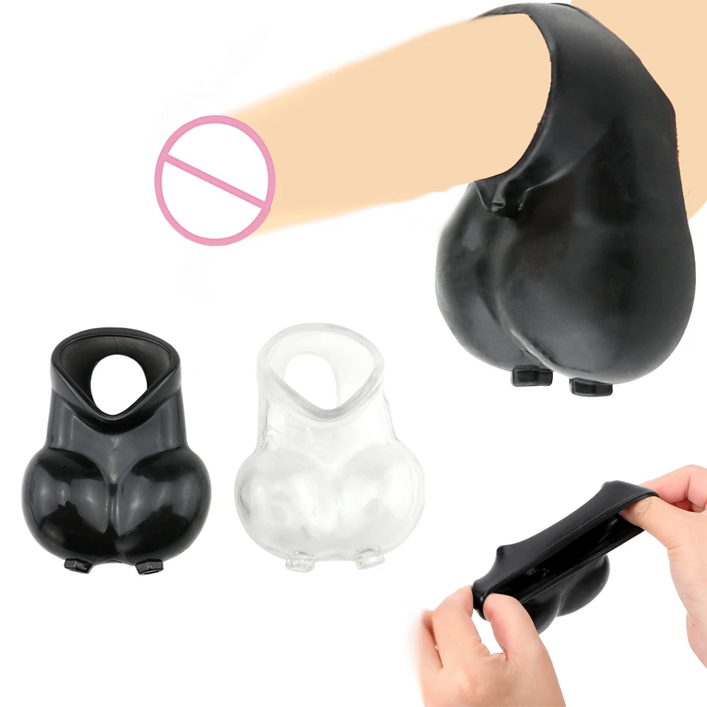 Super Soft Silicone Penis Ring Delay Ejaculation Ball Scrotum Stretcher Triple Cockring Testicle Semen Lock BDSM Sex Toy for Men