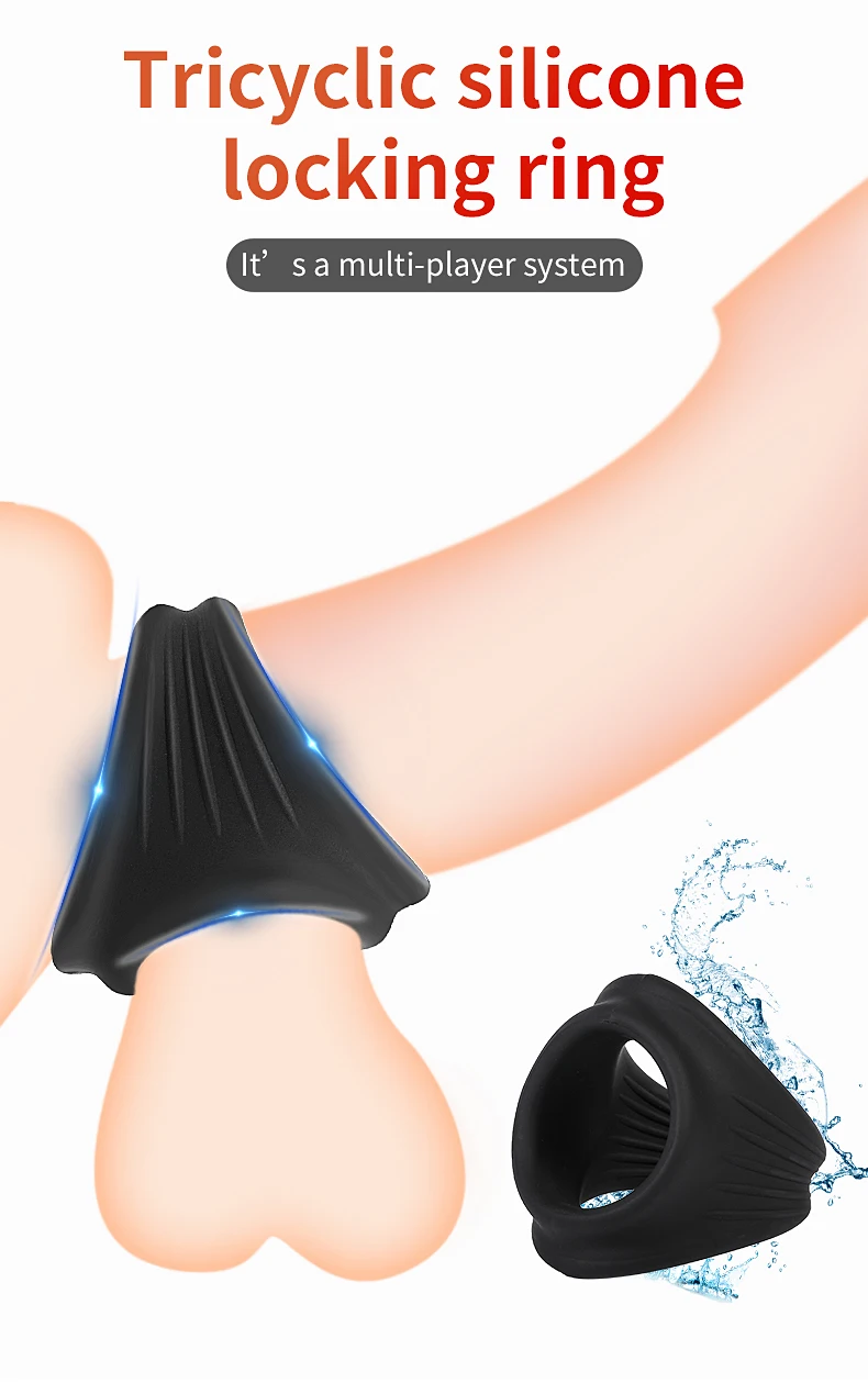 Super Soft Silicone Penis Ring Delay Ejaculation Ball Scrotum Stretcher Triple Cockring Testicle Semen Lock BDSM Sex Toy for Men