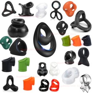Super Soft Silicone Penis Ring Delay Ejaculation Ball Scrotum Stretcher Triple Cockring Testicle Semen Lock BDSM Sex Toy for Men