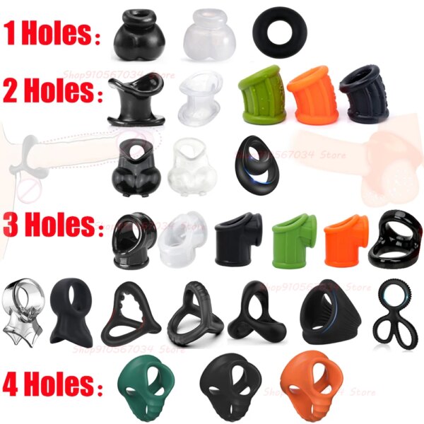 Super Soft Silicone Penis Ring Delay Ejaculation Ball Scrotum Stretcher Triple Cockring Testicle Semen Lock BDSM Sex Toy for Men - Image 2