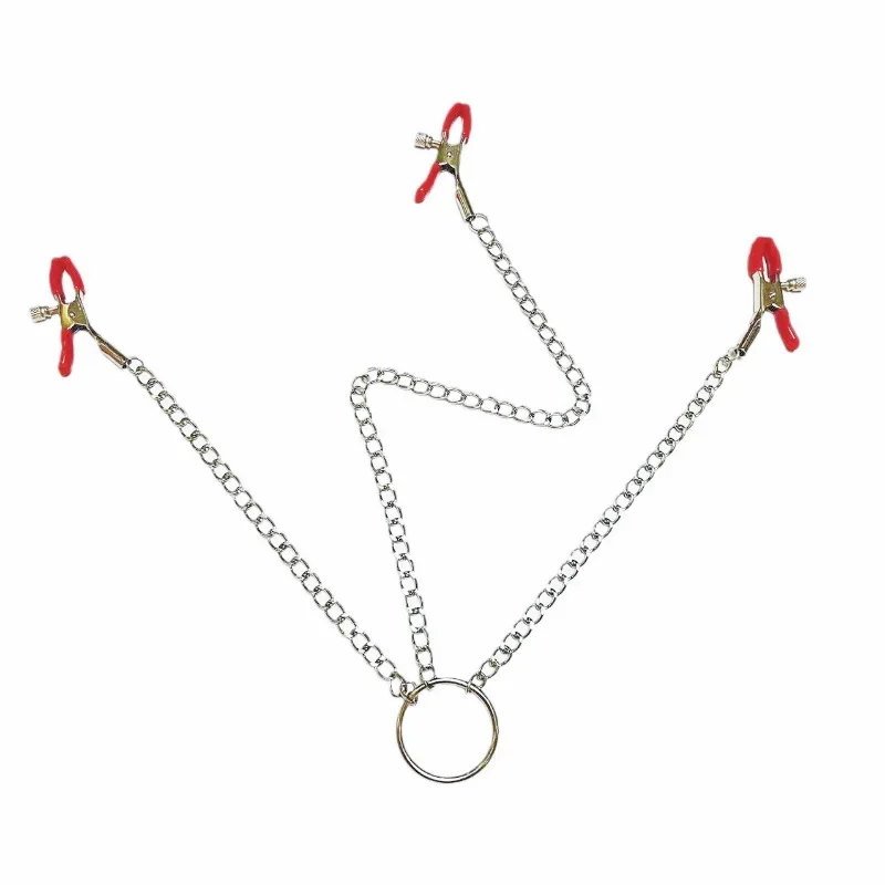 Adjustable Y-shaped Nipple Clitoris Nipple Clamp with Stainless Steel Metal Chain BDSM Flirting Breast-fed Sex Toy Stainless