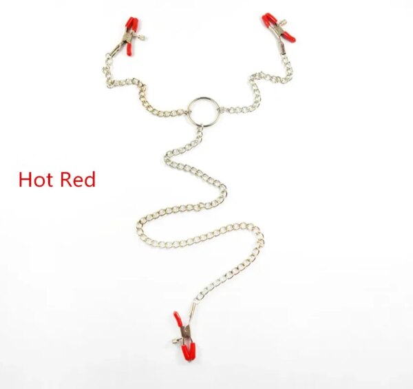 Adjustable Y-shaped Nipple Clitoris Nipple Clamp with Stainless Steel Metal Chain BDSM Flirting Breast-fed Sex Toy Stainless - Image 2