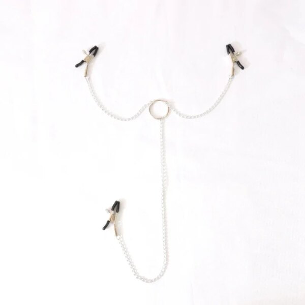 Adjustable Y-shaped Nipple Clitoris Nipple Clamp with Stainless Steel Metal Chain BDSM Flirting Breast-fed Sex Toy Stainless - Image 5