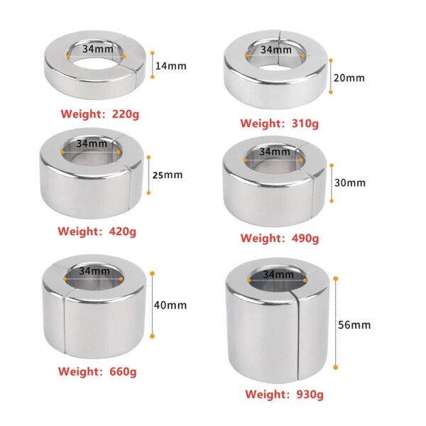 Stainless Steel Ball Stretcher Scrotum Pendant Heavy Magnetic Penis Lock Cock Ring Bondage Metal Erection Male Delay Sex Toy Man - Image 6