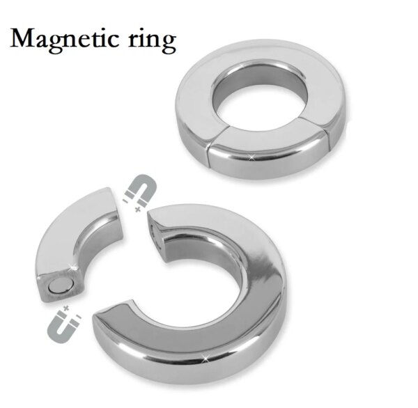 Stainless Steel Ball Stretcher Scrotum Pendant Heavy Magnetic Penis Lock Cock Ring Bondage Metal Erection Male Delay Sex Toy Man - Image 5