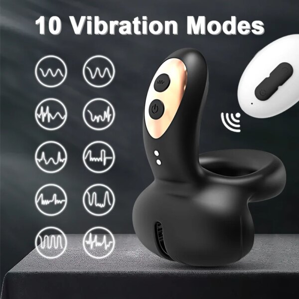 Men Cock Ring Ejaculation Delay Testicles Perineum Vibrator Stimulator Sex Toy for Couples Games Sex Anal Vibrating Massager - Image 3
