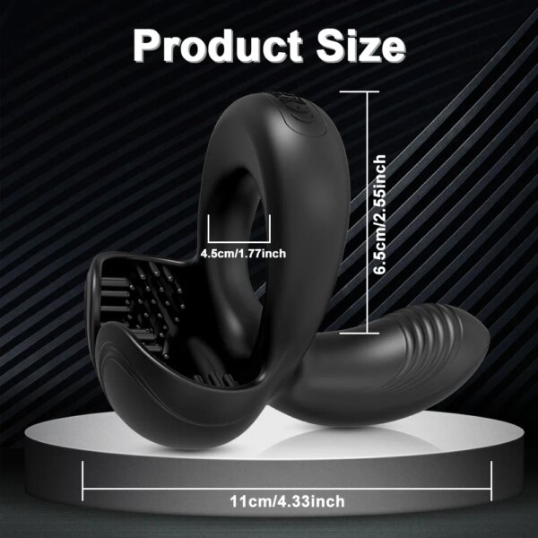 Men Cock Ring Ejaculation Delay Testicles Perineum Vibrator Stimulator Sex Toy for Couples Games Sex Anal Vibrating Massager - Image 2