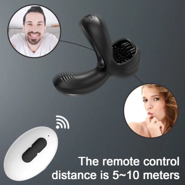 Men Cock Ring Ejaculation Delay Testicles Perineum Vibrator Stimulator Sex Toy for Couples Games Sex Anal Vibrating Massager - Image 4