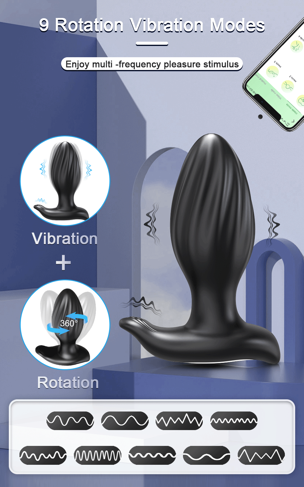 APP Control Prostate Massager Vibrator Male Rotation Ass Anal Plug Wireless Remote Butt Plug Vibrating Adult Sex Toys for Woman