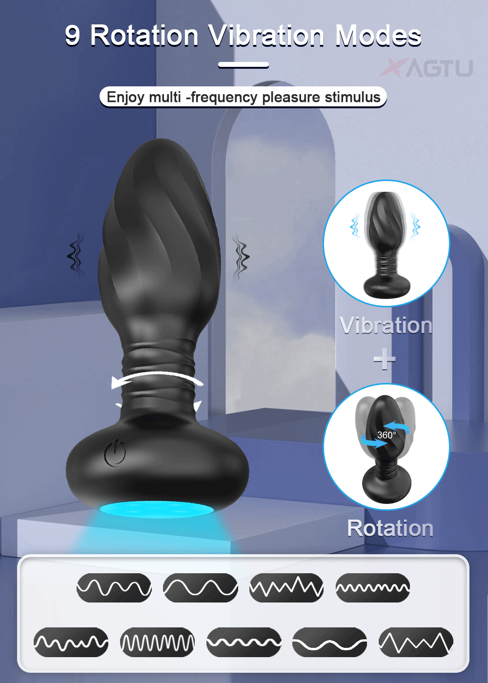 APP Control Prostate Massager Vibrator Male Rotation Ass Anal Plug Wireless Remote Butt Plug Vibrating Adult Sex Toys for Woman