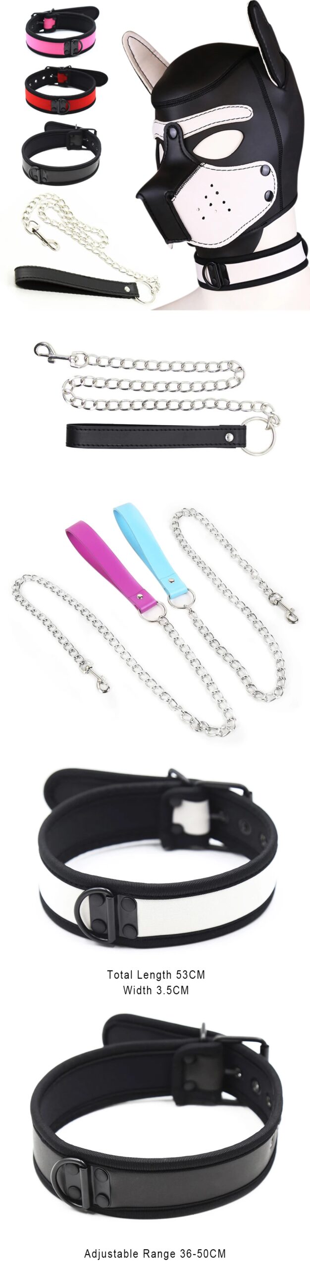 Bdsm Fetish Alternative Bondage Gear Puppy Play Dog Hood Mask Slave Neck Collar Lead Drag Chain Couples Game Role Play Sex Toys