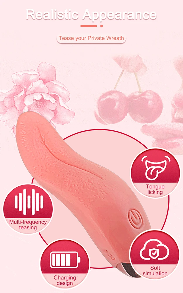 Sucking Rose Vibrator with Tongue Licking for Women Clitoral Stimulation Nipples Stimulator Female  Adult Goods Sex Toys