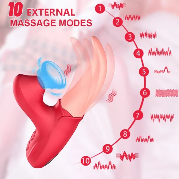 Sucking Rose Vibrator with Tongue Licking for Women Clitoral Stimulation Nipples Stimulator Female  Adult Goods Sex Toys - Image 4
