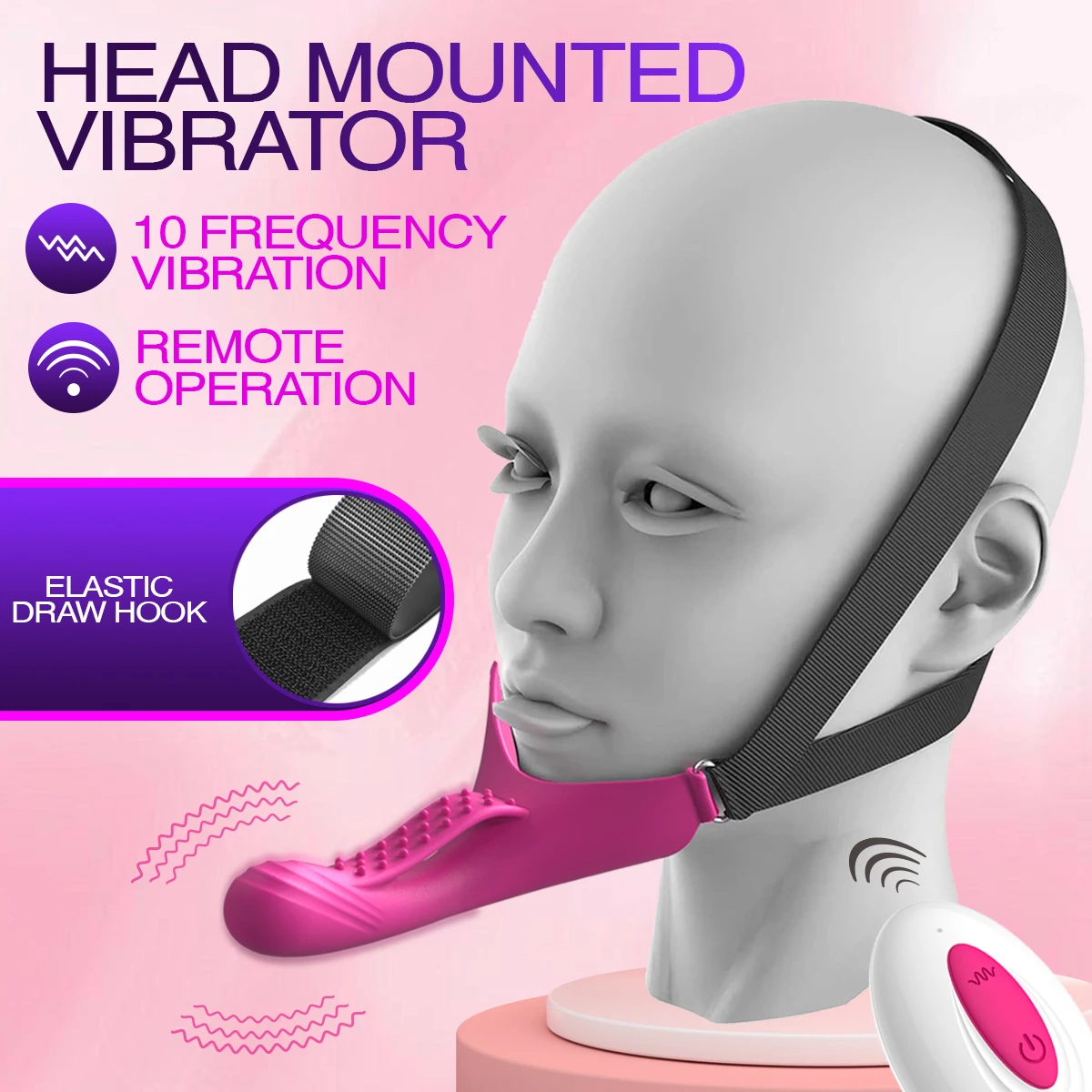HESEKS Strap-On Face Chin Harness Vibrator Dildo Head-Mounted Dildo G-Spot Anal Stimulation Head Oral Solo Play Adult Sex Toys