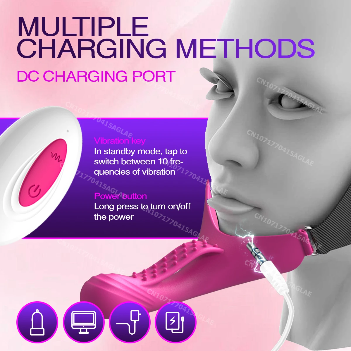 HESEKS Strap-On Face Chin Harness Vibrator Dildo Head-Mounted Dildo G-Spot Anal Stimulation Head Oral Solo Play Adult Sex Toys