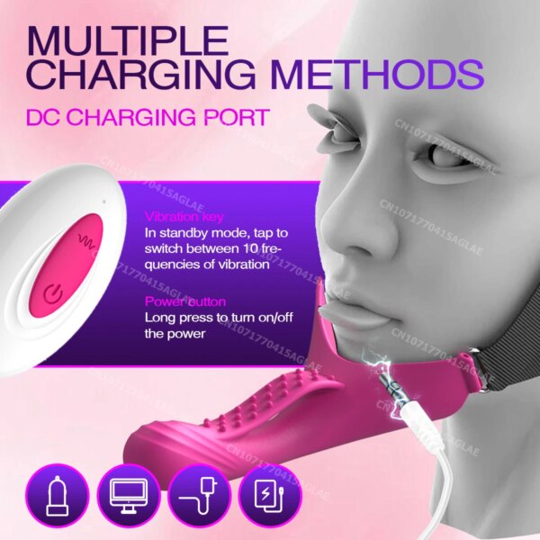 HESEKS Strap-On Face Chin Harness Vibrator Dildo Head-Mounted Dildo G-Spot Anal Stimulation Head Oral Solo Play Adult Sex Toys - Image 4