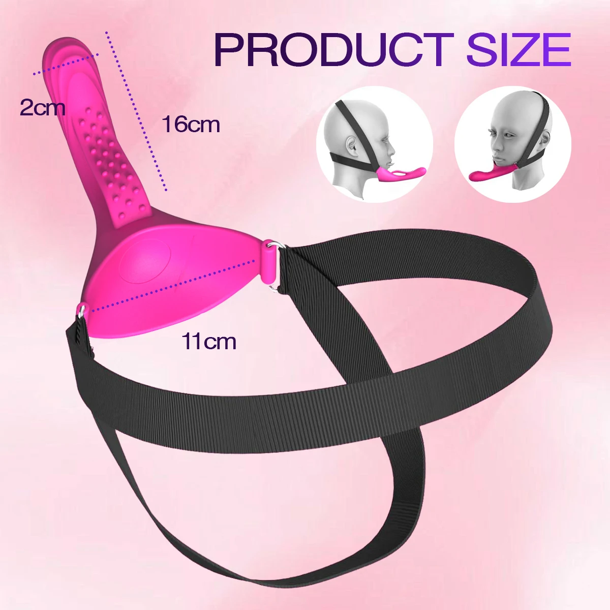 HESEKS Strap-On Face Chin Harness Vibrator Dildo Head-Mounted Dildo G-Spot Anal Stimulation Head Oral Solo Play Adult Sex Toys