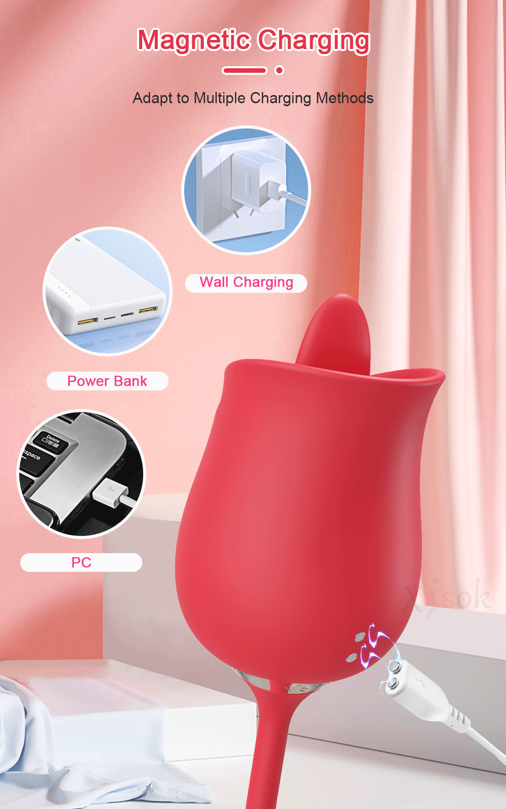 Rose-Toy Dildo Thrusting Vibrator for Women Egg Clitoris Sucker Stimulator Tongue Licking Adults Goods Sucking Sex Toys Female