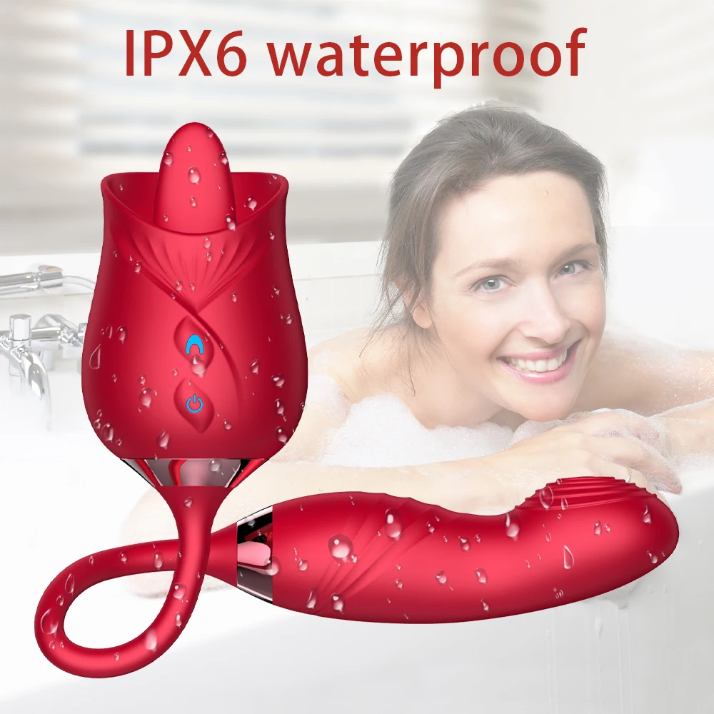 Rose-Toy Dildo Thrusting Vibrator for Women Egg Clitoris Sucker Stimulator Tongue Licking Adults Goods Sucking Sex Toys Female