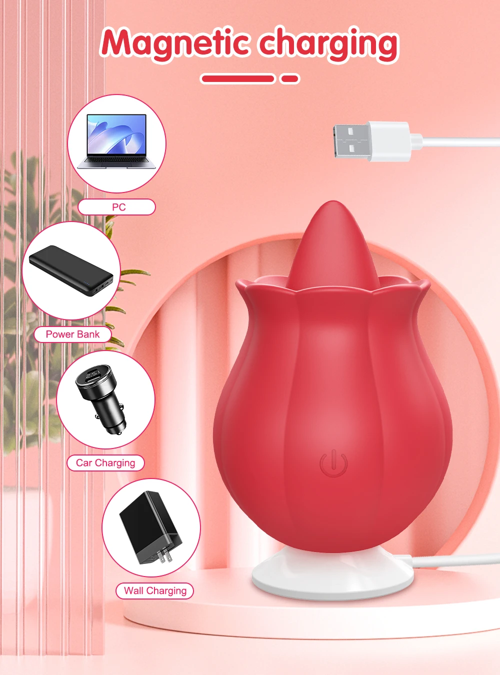 Rose-Toy Dildo Thrusting Vibrator for Women Egg Clitoris Sucker Stimulator Tongue Licking Adults Goods Sucking Sex Toys Female