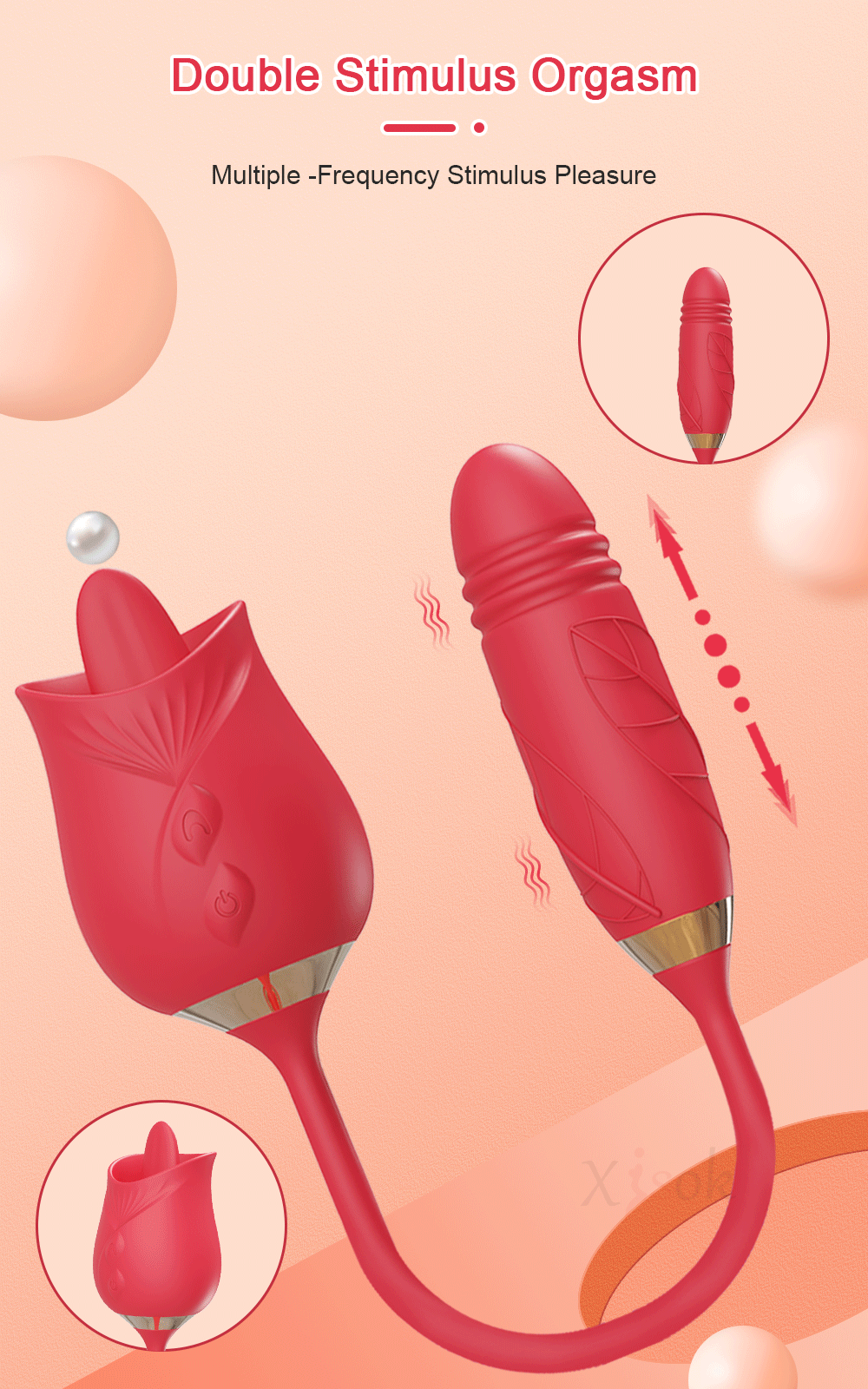 Rose-Toy Dildo Thrusting Vibrator for Women Egg Clitoris Sucker Stimulator Tongue Licking Adults Goods Sucking Sex Toys Female