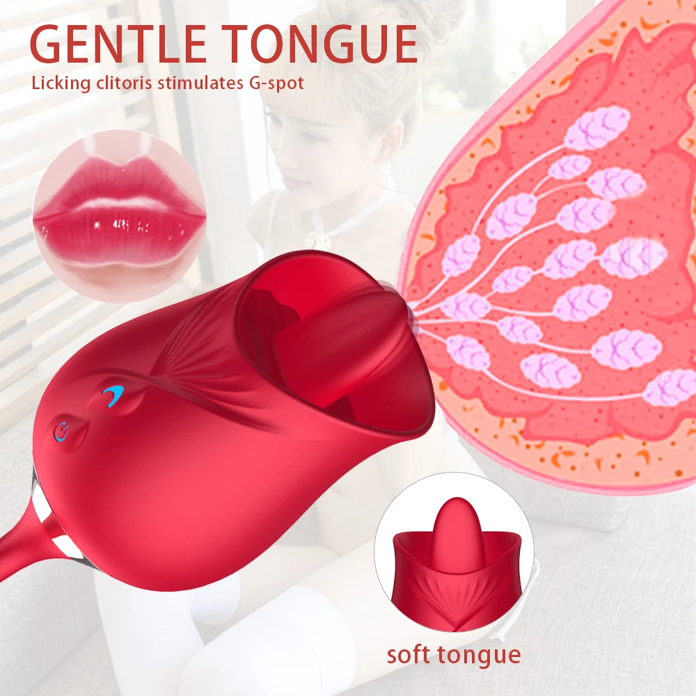 Rose-Toy Dildo Thrusting Vibrator for Women Egg Clitoris Sucker Stimulator Tongue Licking Adults Goods Sucking Sex Toys Female