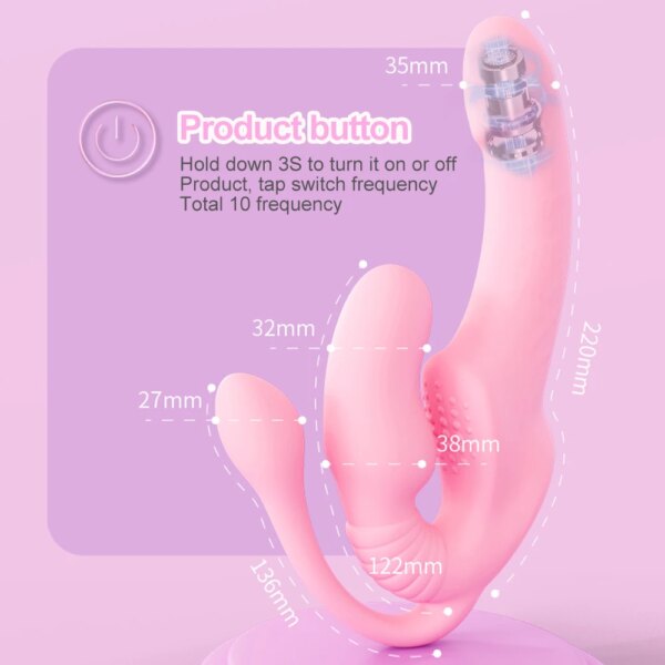 Strapless Strap on Dildo Vibrator Anal Plug Massager Lesbian 3 in 1 Vibrator G-Spot Stimulate Clitoris Sex Toy for Couple - Image 5