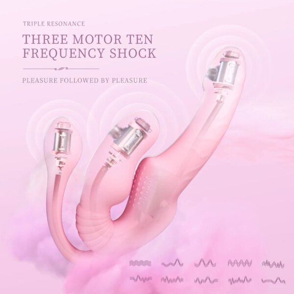 Strapless Strap on Dildo Vibrator Anal Plug Massager Lesbian 3 in 1 Vibrator G-Spot Stimulate Clitoris Sex Toy for Couple - Image 3