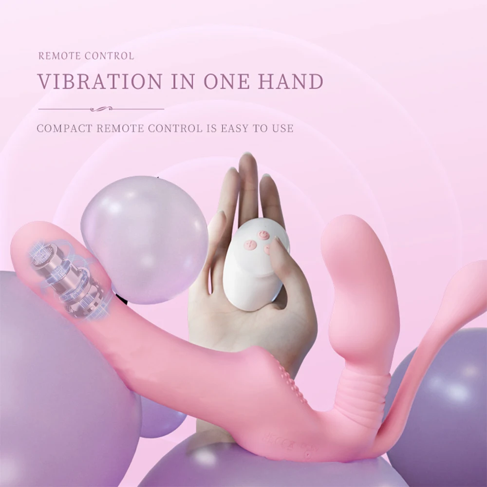 Strapless Strap on Dildo Vibrator Anal Plug Massager Lesbian 3 in 1 Vibrator G-Spot Stimulate Clitoris Sex Toy for Couple Strapless Strap on Dildo Vibrator Anal Plug Massager Lesbian 3 in 1 Vibrator G-Spot Stimulate Clitoris Sex Toy for Couple