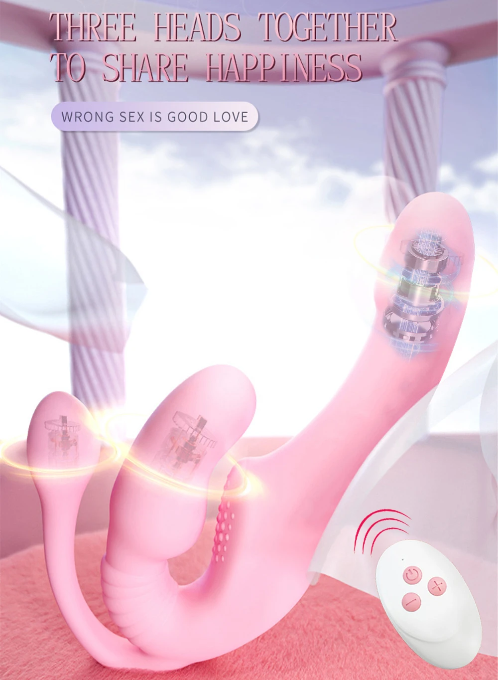 Strapless Strap on Dildo Vibrator Anal Plug Massager Lesbian 3 in 1 Vibrator G-Spot Stimulate Clitoris Sex Toy for Couple Strapless Strap on Dildo Vibrator Anal Plug Massager Lesbian 3 in 1 Vibrator G-Spot Stimulate Clitoris Sex Toy for Couple
