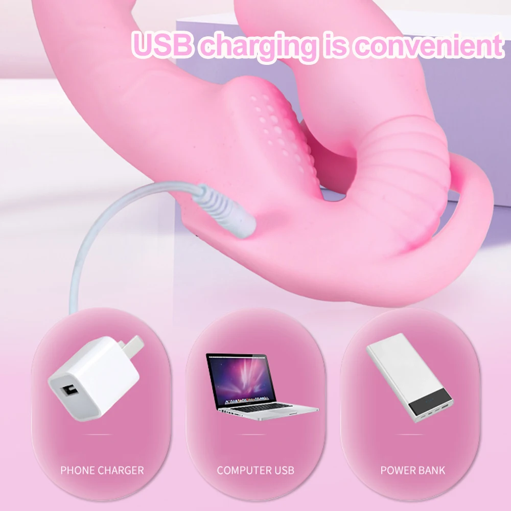 Strapless Strap on Dildo Vibrator Anal Plug Massager Lesbian 3 in 1 Vibrator G-Spot Stimulate Clitoris Sex Toy for Couple Strapless Strap on Dildo Vibrator Anal Plug Massager Lesbian 3 in 1 Vibrator G-Spot Stimulate Clitoris Sex Toy for Couple