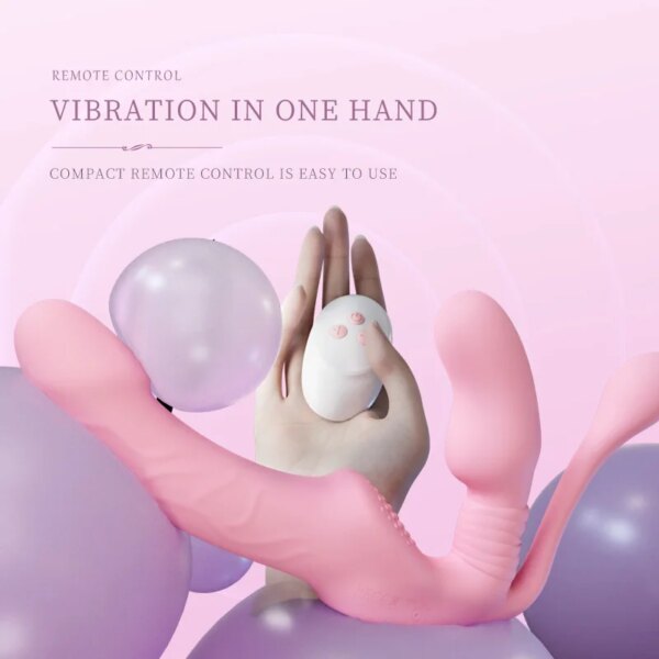 Strapless Strap on Dildo Vibrator Anal Plug Massager Lesbian 3 in 1 Vibrator G-Spot Stimulate Clitoris Sex Toy for Couple - Image 4