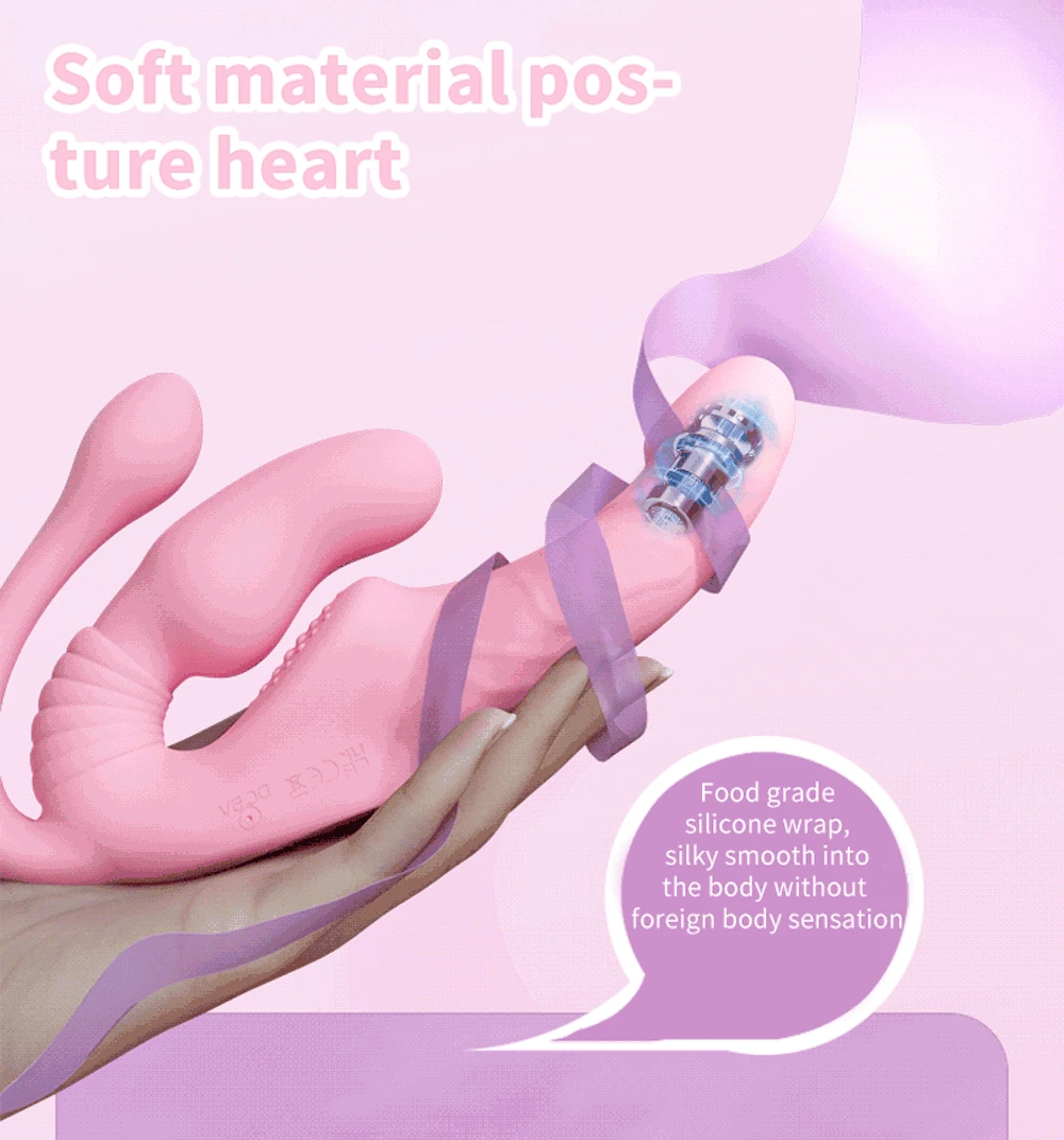 Strapless Strap on Dildo Vibrator Anal Plug Massager Lesbian 3 in 1 Vibrator G-Spot Stimulate Clitoris Sex Toy for Couple Strapless Strap on Dildo Vibrator Anal Plug Massager Lesbian 3 in 1 Vibrator G-Spot Stimulate Clitoris Sex Toy for Couple