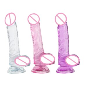 Female male dildo suction cup transparent soft manual flirting orgasmic wand sex toy
