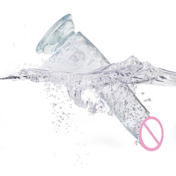 Female male dildo suction cup transparent soft manual flirting orgasmic wand sex toy - Image 4